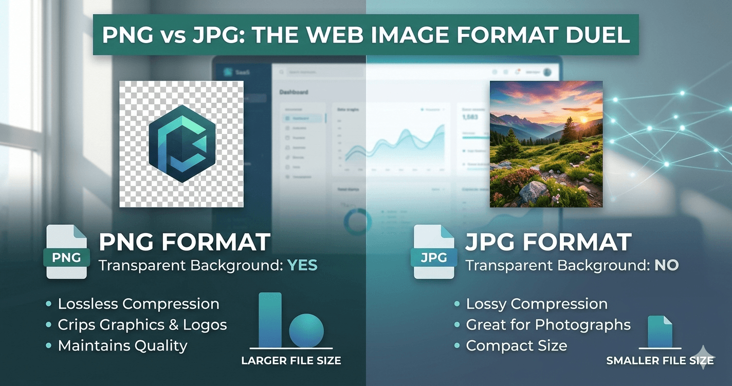 PNG vs JPG comparison for web - which format is better for website performance